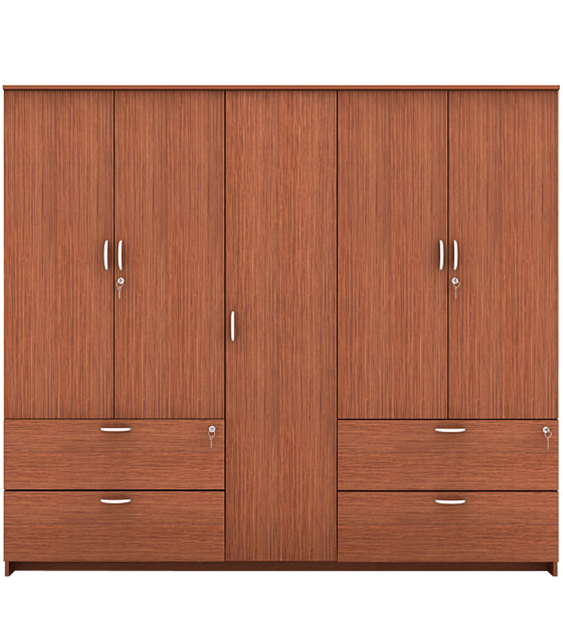 Marc Five Door Wardrobe with Drawer in Oak Finish by Housefull by