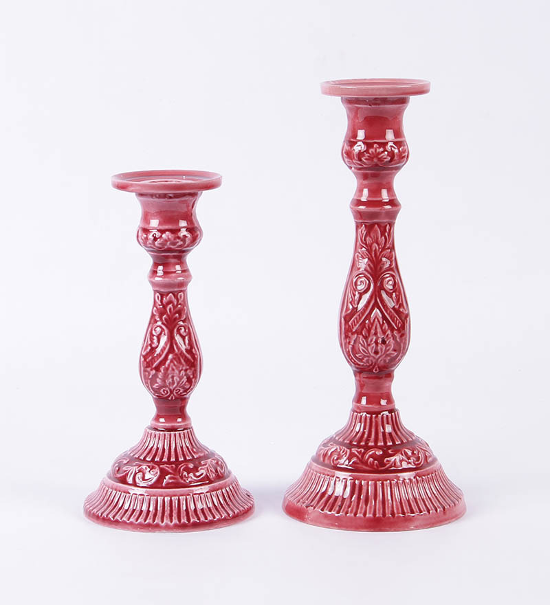 Color Palette 2piece Burgundy Candle Holder Set by Color Palette
