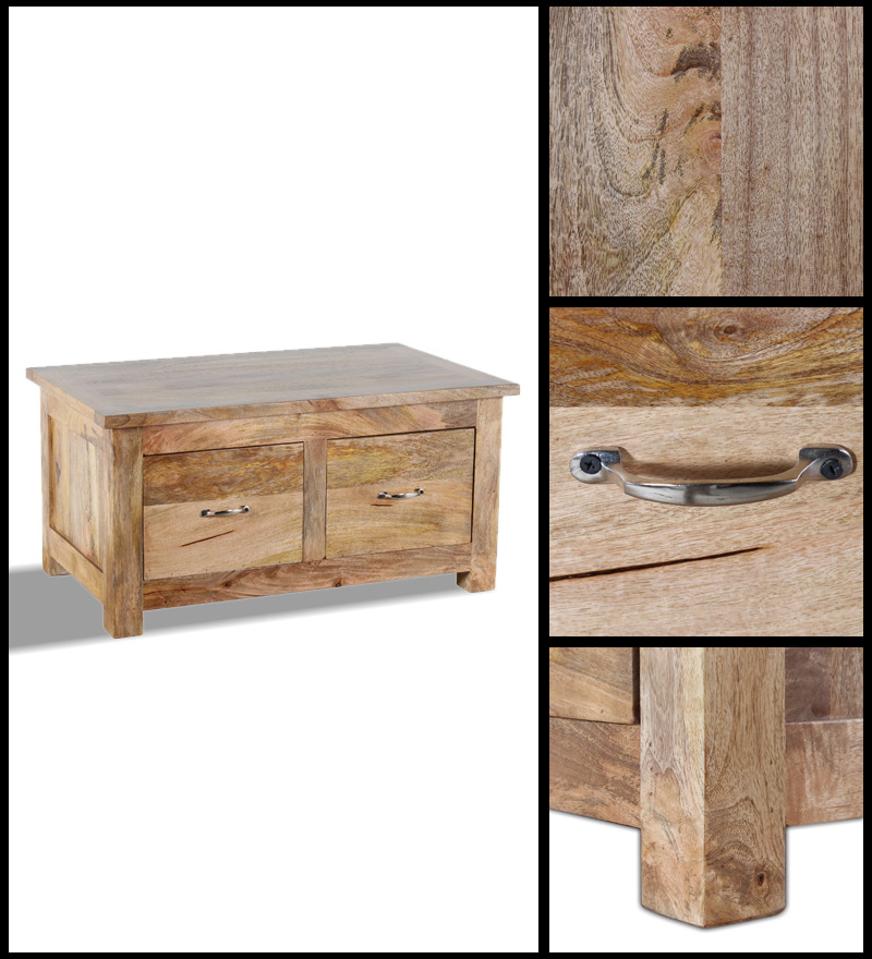 Olida Twin Drawer Mango Wood Coffee Table by Mudra Online Coffee & Centre Tables Furniture
