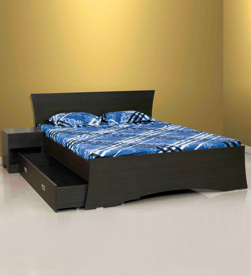 Pine Crest Royal Queen Size Storage Bed with Bed Side Table Wenge by