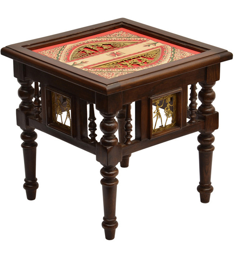 Side Table with Dhokra and Warli Work by Exclusive Lane by