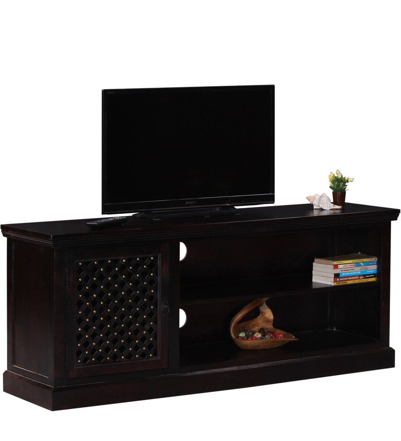 Denison Solid Wood Entertainment Unit in Passion Mahogany Finish by