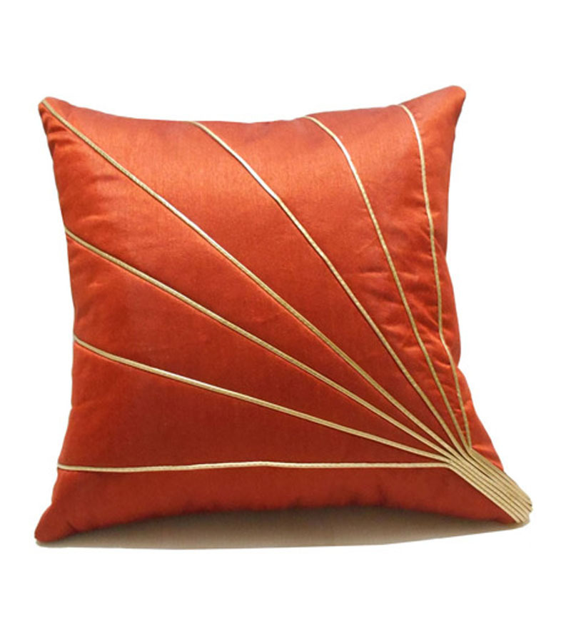 Zikrak Exim Rust colored Bloom Rays Cushion With Fillers by Zikrak Exim