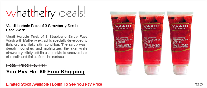 Vaadi Herbals Pack of 3 Strawberry Scrub Face Wash only for Rs.69