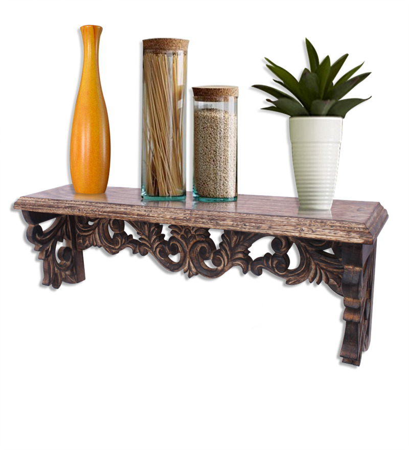 Buy Mango Wood Carved Shelf Online Colonial Wall Shelves Pepperfry