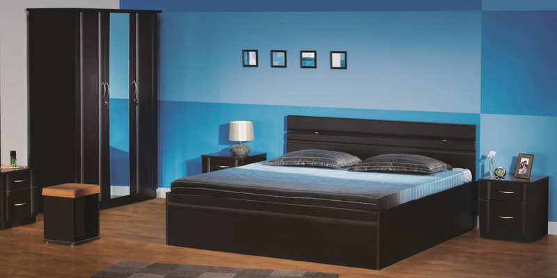 Buy Zurina King Bed with Storage in Wenge Colour by Godrej ...